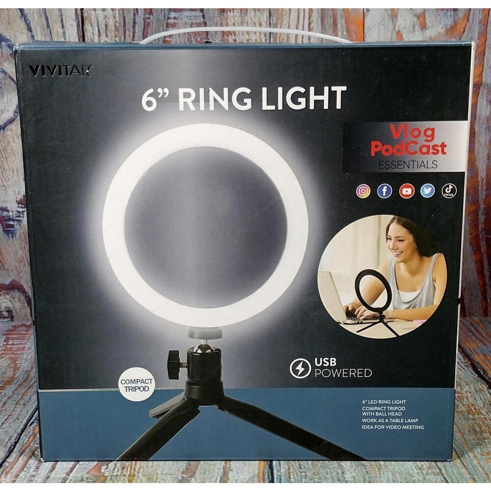 Vivitar 6" Ring Light with‎ Compact Tripod - USB Powered